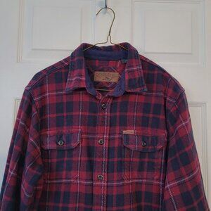 Orvis Quality Heavyweight Flannel Shirt Jacket-Sze Med-100% cotton-Nvy/Red Plaid